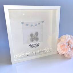 Baby Boy Personalised Pebble Art Family Keepsake Box Frame Picture Birth Details Stats Portrait Newborn Gift Christening - thumbnail 2