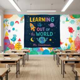 Custom Teacher Tapestry Space Theme Classroom Decor - thumbnail 3
