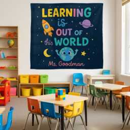 Custom Teacher Tapestry Space Theme Classroom Decor - thumbnail 1