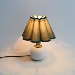 Handmade Scallop Moss Green Fabric Table Lamp With Ceramic Base-50# - thumbnail 1