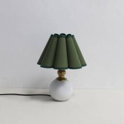 Handmade Scallop Moss Green Fabric Table Lamp With Ceramic Base-50# - thumbnail 2