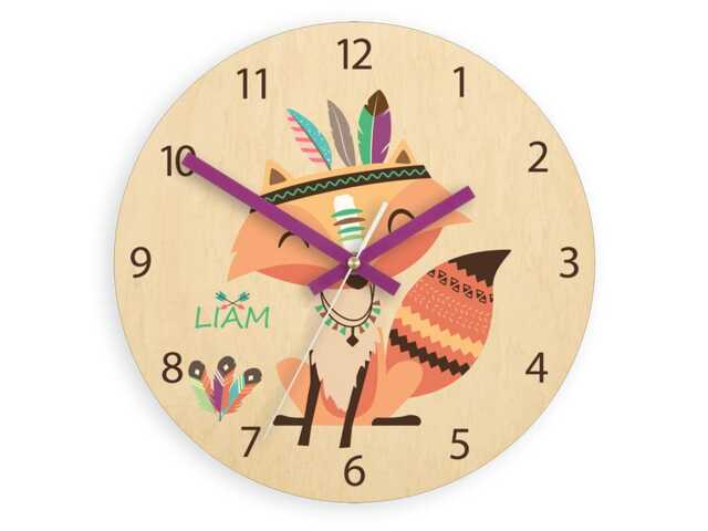 Children Wall Clock - Fox With Personalizen Name, Numbers, Gift, Funny Clock, Kids Large - image 1