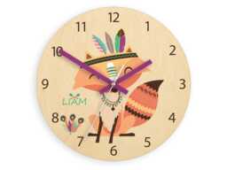 Children Wall Clock - Fox With Personalizen Name, Numbers, Gift, Funny Clock, Kids Large