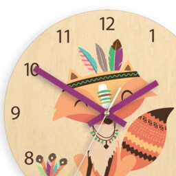 Children Wall Clock - Fox With Personalizen Name, Numbers, Gift, Funny Clock, Kids Large - thumbnail 2