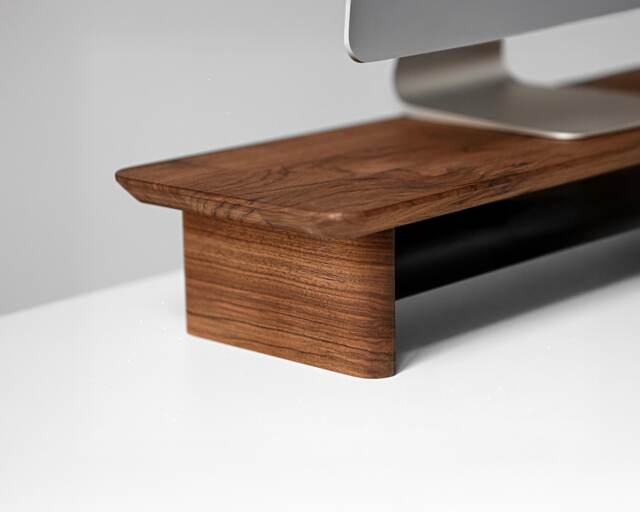 Desk Shelf Monitor Stand With Storage, Riser Wood, Wooden - image 1