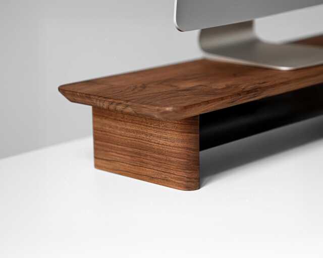 Desk Shelf Monitor Stand With Storage, Riser Wood, Wooden - image 1