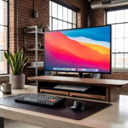 Desk Shelf Monitor Stand With Storage, Riser Wood, Wooden - thumbnail 3
