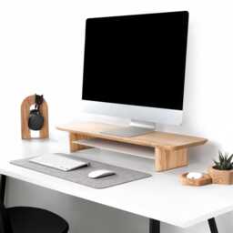 Desk Shelf Monitor Stand With Storage, Riser Wood, Wooden - thumbnail 4