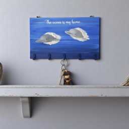 3D Dolphin Key Holder Handmade Ocean Theme Wall Decor With Hooks - thumbnail 3