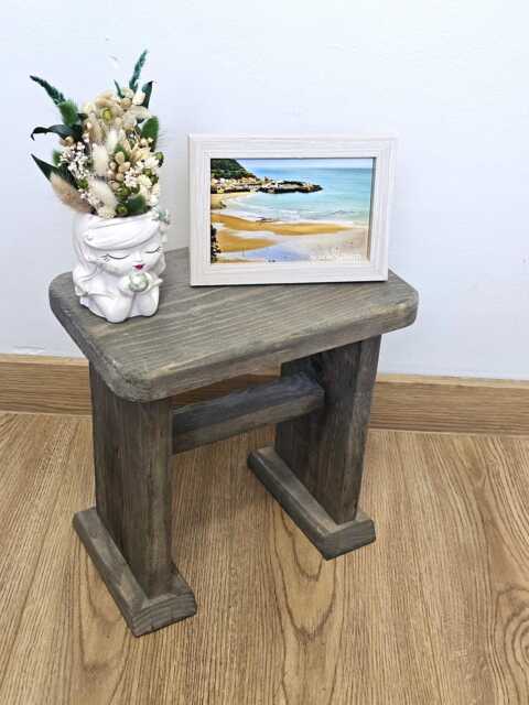 Small Wooden Handmade Stool, Rustic Plant Stand, Display Stand, Side Table - image 1