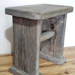 Small Wooden Handmade Stool, Rustic Plant Stand, Display Stand, Side Table - thumbnail 4