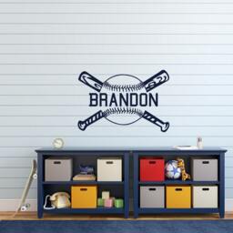 Personalized Baseball Name Wall Decal Sports Nursery Decor Ww56 - thumbnail 1