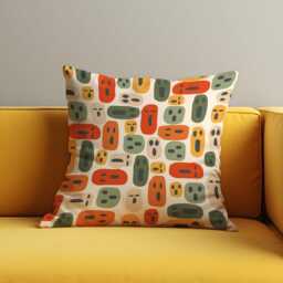 Colorful Faces Cushion Cover, Quirky Abstract Print Pillow Case, Fun Modern Throw Eclectic Or Boho Decor - thumbnail 3
