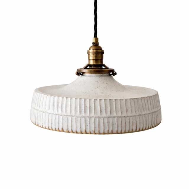 style#001 Handmade Carved Pendant Light, Kitchen Lighting, Ceramic Lamp, Pottery Home Lamp - image 1