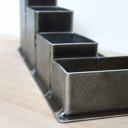 Rusty Industrial Steel Desk Organizer Metal Pen Stand Home Living Loft Hand Crafted Office Gift Holder Modern Storage Organization - thumbnail 4
