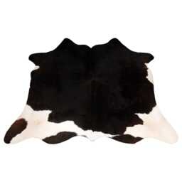 Dark Brown & White Cowhide Rug Natural Hair-On Leather - 39x44 Inches - thumbnail 1