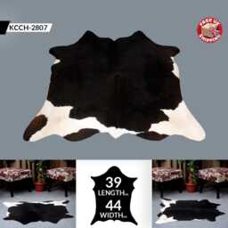 Dark Brown & White Cowhide Rug Natural Hair-On Leather - 39x44 Inches - thumbnail 2
