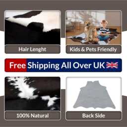 Dark Brown & White Cowhide Rug Natural Hair-On Leather - 39x44 Inches - thumbnail 4