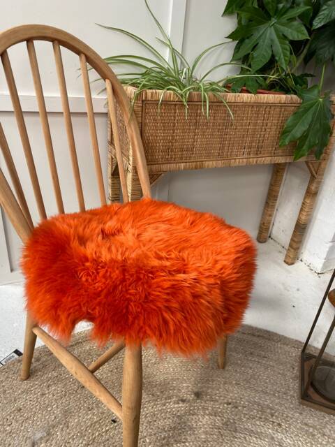 Deep Orange Sheepskin Seatpad, Genuine Sheepskin, Burnt Sheepskin, Orange Accessories, Cushion - image 1