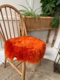 Deep Orange Sheepskin Seatpad, Genuine Sheepskin, Burnt Sheepskin, Orange Accessories, Cushion - thumbnail 1