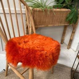 Deep Orange Sheepskin Seatpad, Genuine Sheepskin, Burnt Sheepskin, Orange Accessories, Cushion - thumbnail 2