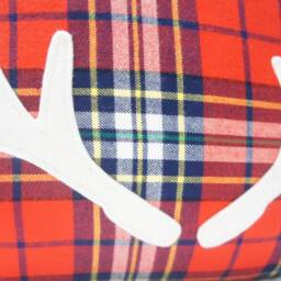 Red Plaid Antler Pillow Cover, Holiday Cabin Decor - 20x20 - thumbnail 3