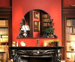 Dazzling Elegance The Coco Art Deco Fan Over Mantle Wall Mirror in Black