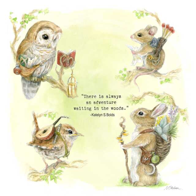 The Woods, 21cm X Art Print Inspirational Quote , Gift For Nature Lovers