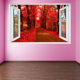 Autumn Drive Forest Nature Wall Decal Sticker Mural Poster Print Art Home Office Decor Hk39 - thumbnail 2