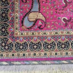Handmade Wool Persian Tabriz Rug Fuchsia Pink Medallion, 6.5 X 4.8 Ft - thumbnail 2