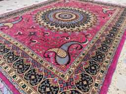 Handmade Wool Persian Tabriz Rug Fuchsia Pink Medallion, 6.5 X 4.8 Ft - thumbnail 1