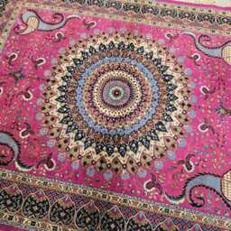 Handmade Wool Persian Tabriz Rug Fuchsia Pink Medallion, 6.5 X 4.8 Ft - thumbnail 3