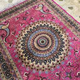 Handmade Wool Persian Tabriz Rug Fuchsia Pink Medallion, 6.5 X 4.8 Ft - thumbnail 4