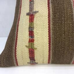 Handwoven Turkish Kilim Pillow Cover, Rustic Decor - 16x16 - thumbnail 3