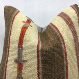 Handwoven Turkish Kilim Pillow Cover, Rustic Decor - 16x16 - thumbnail 2