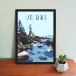 Lake Tahoe Travel Poster - Retro Style Art Print - thumbnail 1