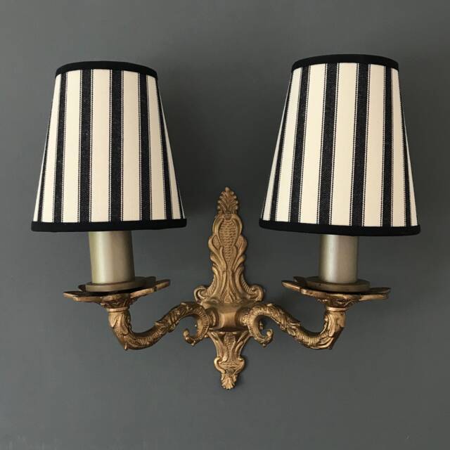 Classic Ian Mankin Black Ticking Stripe - Handmade Candle Clip Lampshade For Wall Lights/Chandeliers - image 1