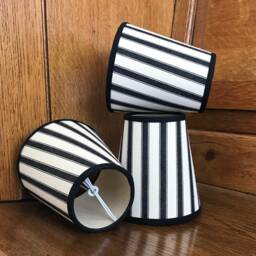 Classic Ian Mankin Black Ticking Stripe - Handmade Candle Clip Lampshade For Wall Lights/Chandeliers - thumbnail 2