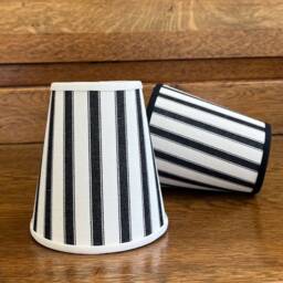 Classic Ian Mankin Black Ticking Stripe - Handmade Candle Clip Lampshade For Wall Lights/Chandeliers - thumbnail 3