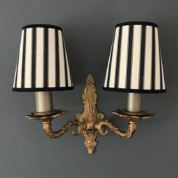 Classic Ian Mankin Black Ticking Stripe - Handmade Candle Clip Lampshade For Wall Lights/Chandeliers