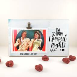 I'm So Happy I Swiped Right Personalized Picture Frame, First Valentines Dating, Tinder Couple Long Distance Relationship Anniversary Gift - thumbnail 2