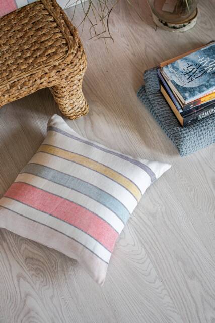 White Pillow Case With Colorful Stripes Thicking Rustic Linen Cover Antiques Decorative Cushions Farmhouse Grain Sack Couch Throw Pillows - image 1