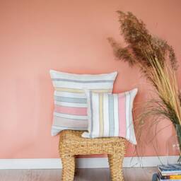 White Pillow Case With Colorful Stripes Thicking Rustic Linen Cover Antiques Decorative Cushions Farmhouse Grain Sack Couch Throw Pillows - thumbnail 2