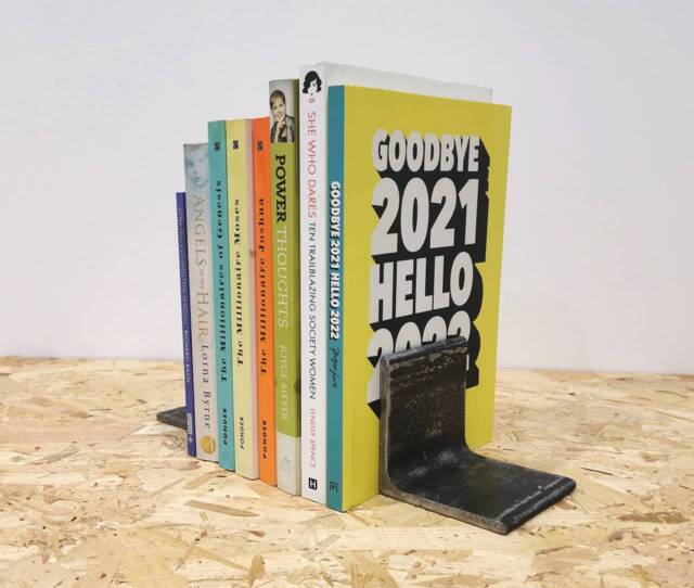 Industrial Bookends - Metal Angle Iron Raw Steel Book Holders Handmade UK Free Delivery - image 1