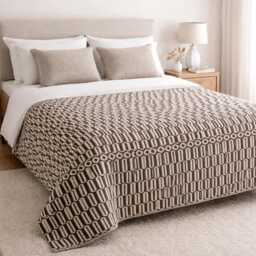 Large Cotton Throw Blanket - Geometric Woven Bedspread Eco Friendly Decor Heavy Sofa Bed Cover Traditional Portuguese 180x220cm - thumbnail 2