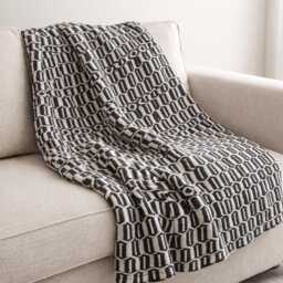 Large Cotton Throw Blanket - Geometric Woven Bedspread Eco Friendly Decor Heavy Sofa Bed Cover Traditional Portuguese 180x220cm - thumbnail 1