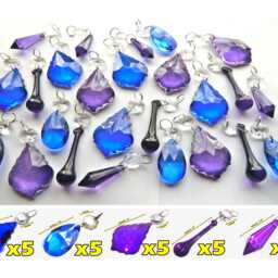 Pick From 4 Blue Sets Chandelier Drops Glass Crystals Droplets Feng Shui Beads Vintage Christmas Tree Wedding Decorations Sun Catchers Bling - thumbnail 4