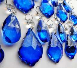 Pick From 4 Blue Sets Chandelier Drops Glass Crystals Droplets Feng Shui Beads Vintage Christmas Tree Wedding Decorations Sun Catchers Bling - thumbnail 1
