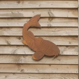 Rusty Metal Koi Carp Wall Art, Garden Decor, 11Th Anniversary Gift - thumbnail 1