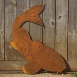 Rusty Metal Koi Carp Wall Art, Garden Decor, 11Th Anniversary Gift - thumbnail 2
